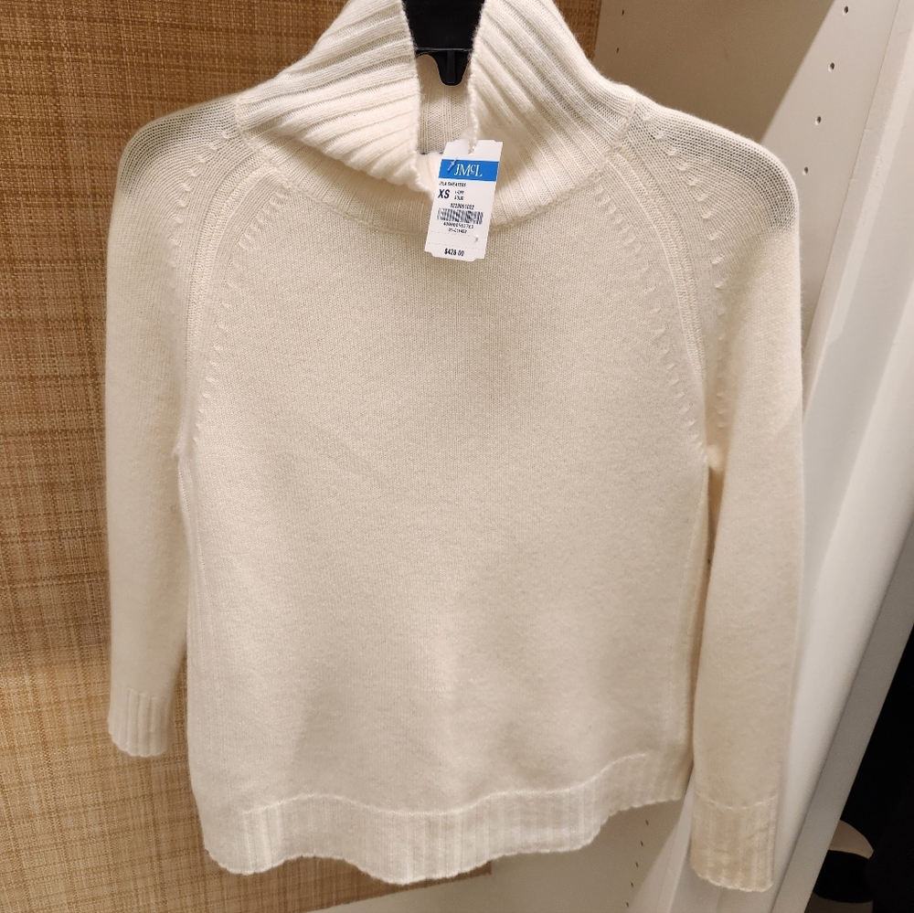 JMcLaughlin Isla Cashmere Women's Ivory TurtleNeck Sweater